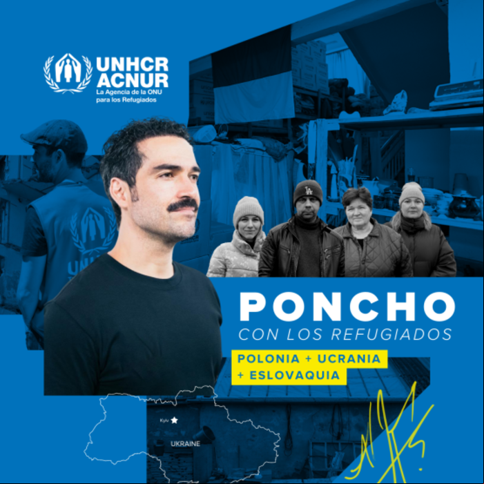 Poncho con los refugiados Poncho con los refugiados