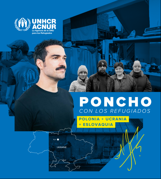 Poncho con los refugiados Poncho con los refugiados